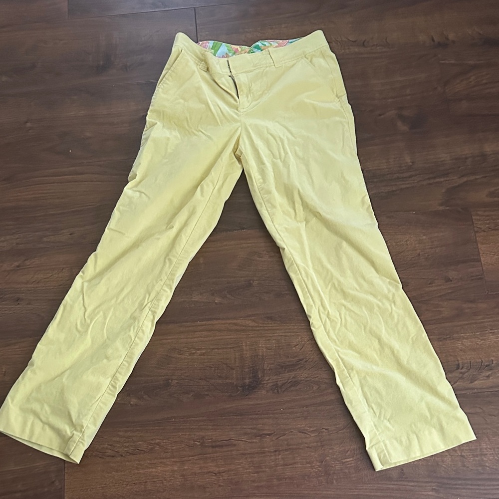Lilly Pulitzer Yellow Straight-Leg Corduroy Pants